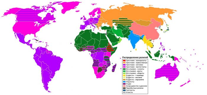 Религия на карте мира